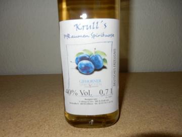 Krull's Pflaumen-Spirituose mild und weich im Geschmack